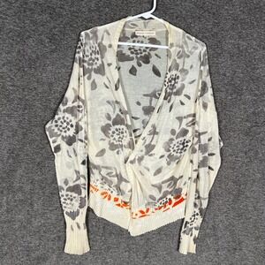Marika Charles Floral Print Cardigan Womens‎ Size 2 Long Sleeve Cover Up